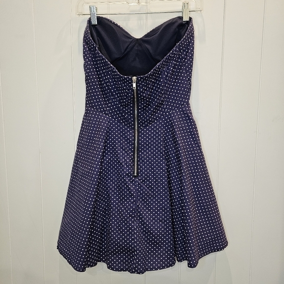 Emerald Sundae Dress Juniors Size 5 Blue Mini Pok A Dot Strapless Prom Cups - Picture 4 of 7